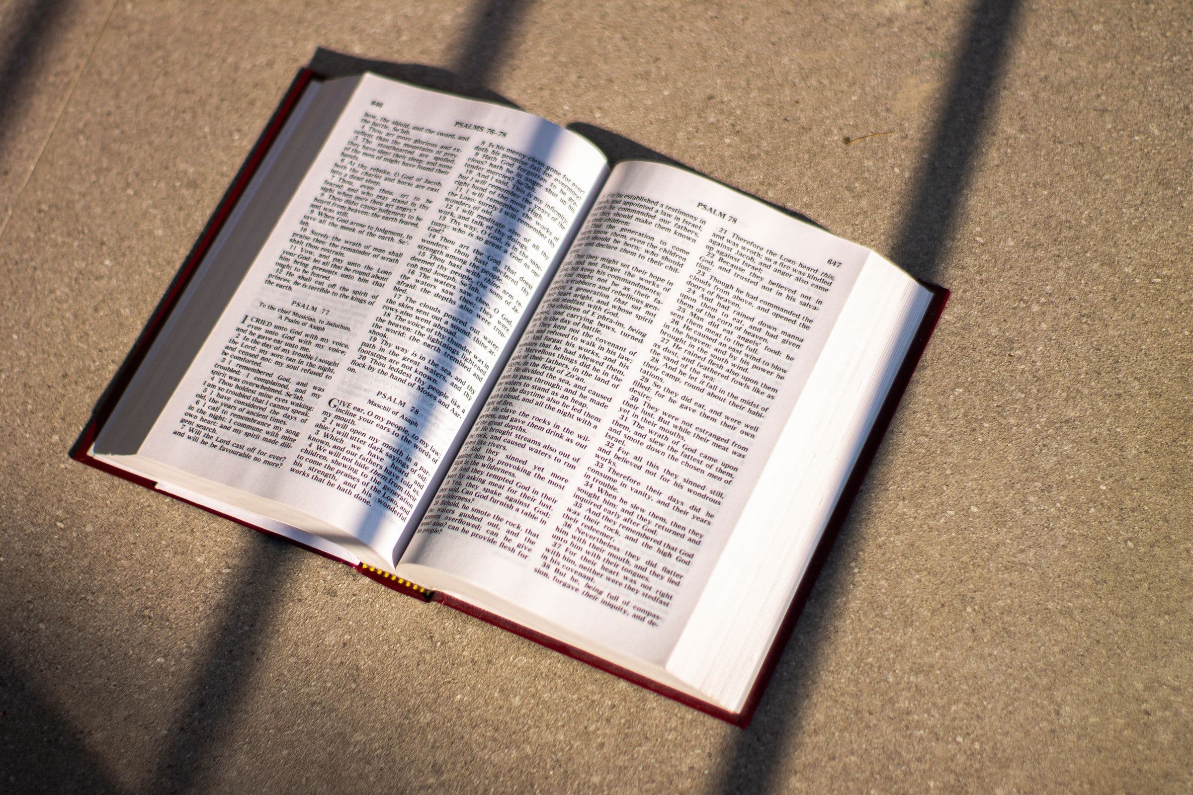 An open Bible in warm light